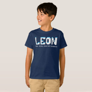 レオンの男の子名前および意味ピクセル文字 Tシャツ