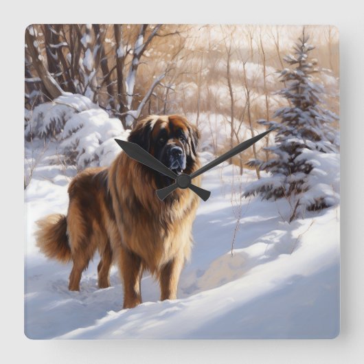 レオンバーガーはそれを雪のクリスマスに任せた スクエア壁時計 (正面)