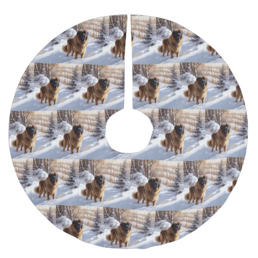 レオンバーガーはそれを雪のクリスマスに任せた ブラッシュドポリエステルツリースカート (正面)