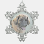 レオンバ絵画ーガーズカットオリジナルドッグアート スノーフレークピューターオーナメント (正面)