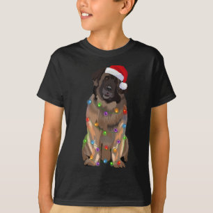 レオンベルガークリスマスライトクリスマスドッグラバーサンタH Tシャツ
