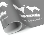 レオンベルガーシルエット夫婦と文字 ラッピングペーパー (ロールコーナー)