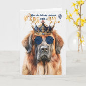 レオンベルガードッグキングのためのデイおもしろい誕生日 カード (黄色い花)