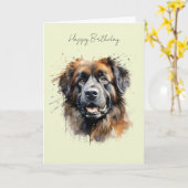 レオンベルガー犬の誕生日カード #1 カード (黄色い花)