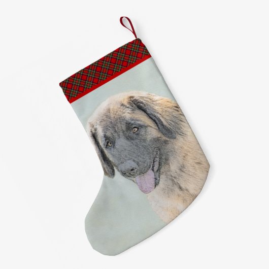 レオンベ絵画ーガーの – かわいいオリジナルドッグアート スモールクリスマスストッキング (裏面 (吊り時))
