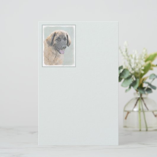 レオンベ絵画ーガーの – かわいいオリジナルドッグアート 便箋 (スタンド正面)