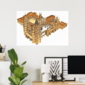 レオン大聖堂。スペイン ポスター (ホームオフィス)