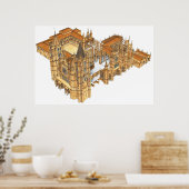 レオン大聖堂。スペイン ポスター (キッチン)