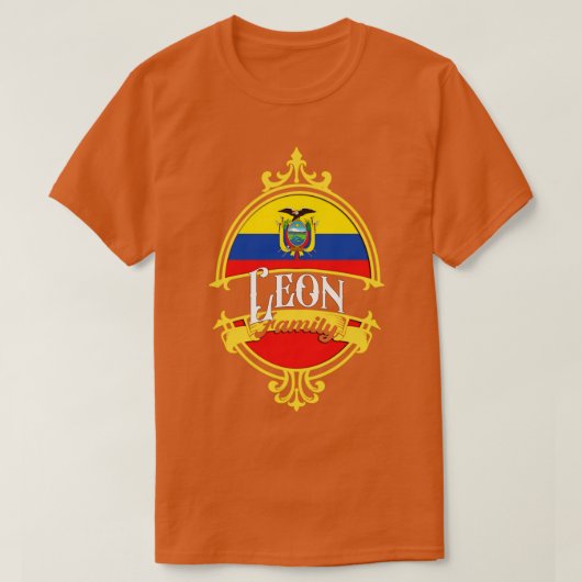 レオン・ファミリー・エクアドル国旗 Tシャツ (デザイン正面)