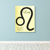 レオ占星術サイン金ゴールド&ブラックウォールアート キャンバスプリント (インサイチュ (ウッドフロア))
