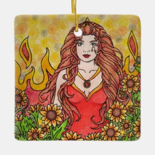 レオ女神 セラミックオーナメント (正面)