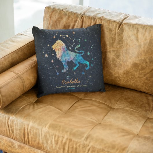 レオ星座の水彩画の星のギャラクシー クッション