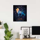 レオ星座の水彩画の星の銀河 ポスター (ホームオフィス)