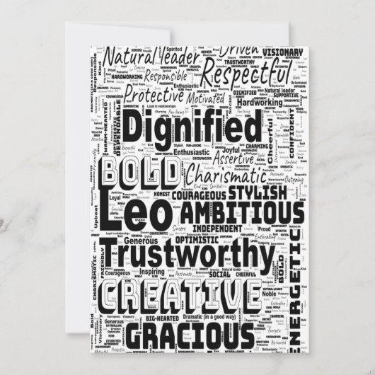 レオ星座 ワード クラウド スパイラル 招待状 (正面)