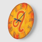 レオ火印〔占星術の〕十二宮図壁時計 ラージ壁時計 (傾斜)