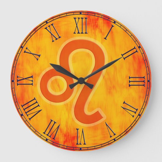 レオ火印〔占星術の〕十二宮図壁時計 ラージ壁時計 (正面)