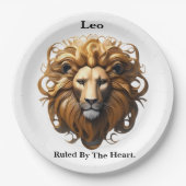 レオ誕生のサイン、ライオン、ハートに支配された。 ペーパープレート (正面)