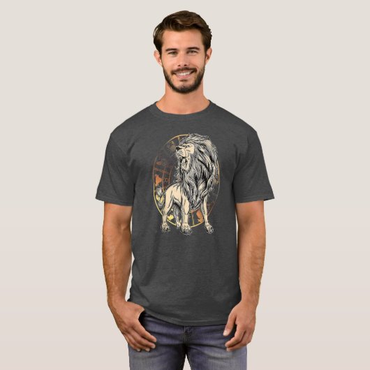 レオ誕生日生まれギフト7月の威厳がある〔占星術の〕十二宮図レオ Tシャツ (正面フル)