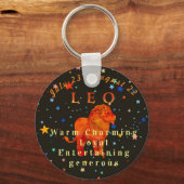 レオ赤モダンライオン〔占星術の〕十二宮図特性 キーホルダー (正面)