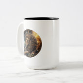 レオ金ゴールドとブラックウォーターのカラー〔占星術の〕十二宮図 ツートーンマグカップ (正面左)