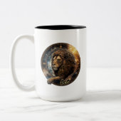 レオ金ゴールドとブラックウォーターのカラー〔占星術の〕十二宮図 ツートーンマグカップ (左)