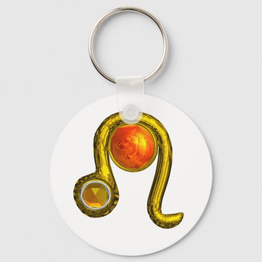 レオ金ゴールド〔占星術の〕十二宮図誕生日ジュエルアストロロジー キーホルダー (正面)