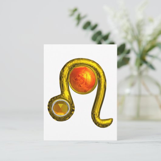 レオ金ゴールド〔占星術の〕十二宮図誕生日ジュエルアストロロジー ポストカード (スタンド正面)