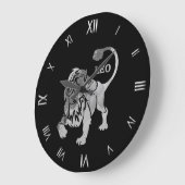 レオ銀〔占星術の〕十二宮図記号の壁時計 ラージ壁時計 (傾斜)