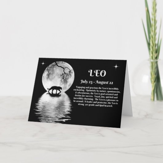 レオ7月および威厳があるな誕生日の(占星術の)十二宮図の印 カード (正面)