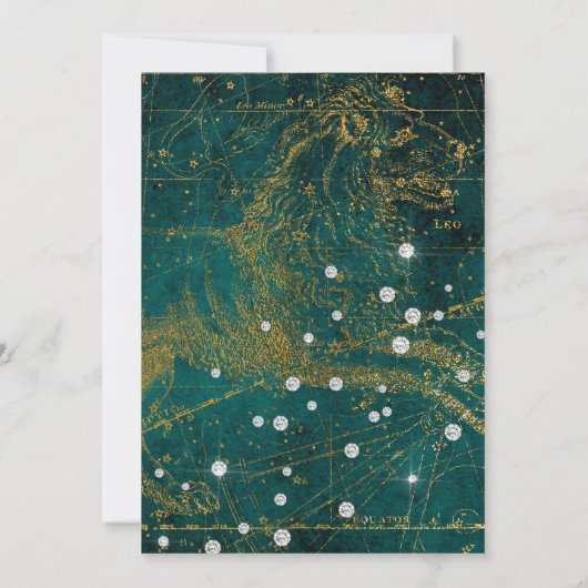 レオ7月グラム威厳があるダイヤモンドブライダルシャワー 招待状 (裏面)