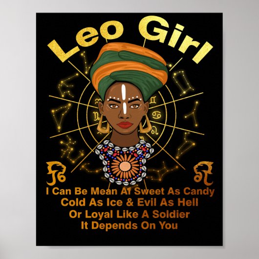 レオ・クイーンスウィートアスナメ誕生日ブラック・ウィメンズ ポスター (正面)