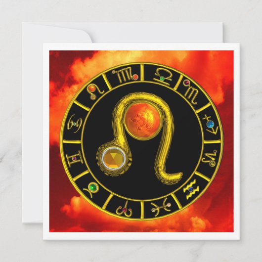 レオ・トパーズ、明るい黄色の赤いオレンジ色の銀 案内状 (正面)