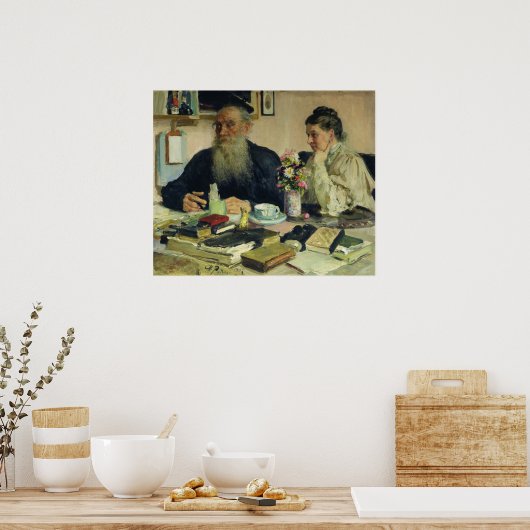 レオ・トルストイは妻とヤスナヤ・ポリアナに住む ポスター (キッチン)