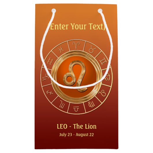 レオ-ライオンの占星術の記号 スモールペーパーバッグ (裏面)