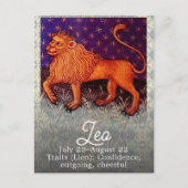 レオ ライオン 十二星座 ホロスコープ 誕生日パーティー ポストカード (正面)