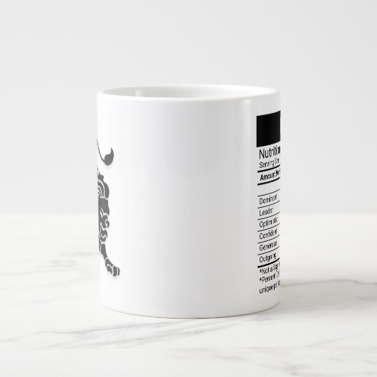 レオ〔占星術の〕十二宮図の栄養事実を示すサイン ジャンボコーヒーマグカップ (正面)