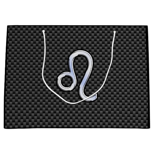 レオ〔占星術の〕十二宮図の記号の木炭の炭素繊維プリント ラージペーパーバッグ (正面)