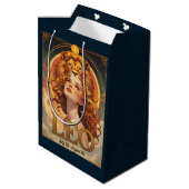 レオ〔占星術の〕十二宮図アート7月威厳がある誕生日 ミディアムペーパーバッグ (裏面アングル)