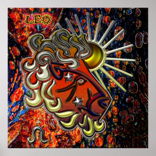 レオ〔占星術の〕十二宮図アート ポスター (正面)