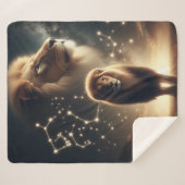 レオ〔占星術の〕十二宮図ア威厳のあるート – ライオンと星座。 シェルパブランケット (正面(横))