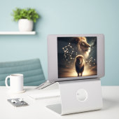 レオ〔占星術の〕十二宮図ア威厳のあるート – ライオンと星座。 シール (デスク上のノートパソコン)