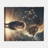レオ〔占星術の〕十二宮図ア威厳のあるート – ライオンと星座。 フリースブランケット (正面(横))