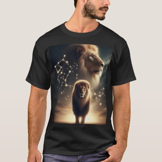 レオ〔占星術の〕十二宮図ア威厳のあるート – ライオンと星座。 Tシャツ (正面)
