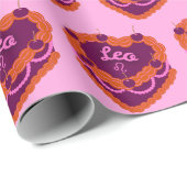 レオ〔占星術の〕十二宮図コケットハートお誕生日ケーキ ラッピングペーパー (ロールコーナー)