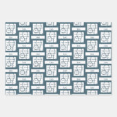 レオ〔占星術の〕十二宮図サインおもしろい引用文ブルー文字誕生日 ラッピングペーパーシート (正面2)