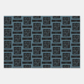 レオ〔占星術の〕十二宮図サインおもしろい引用文ブルー文字誕生日 ラッピングペーパーシート (正面)