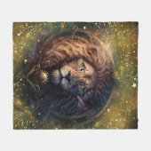 レオ〔占星術の〕十二宮図サインウォーターカラーデザイン フリースブランケット (正面(横))