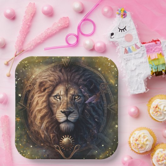 レオ〔占星術の〕十二宮図サインウォーターカラーデザイン ペーパープレート (パーティー)