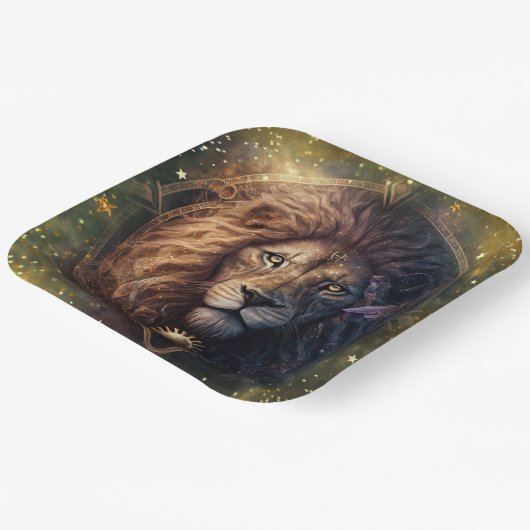 レオ〔占星術の〕十二宮図サインウォーターカラーデザイン ペーパープレート