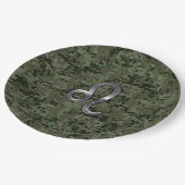 レオ〔占星術の〕十二宮図サインオンオリーブグリーンデジタル迷彩柄 ペーパープレート (アングル)